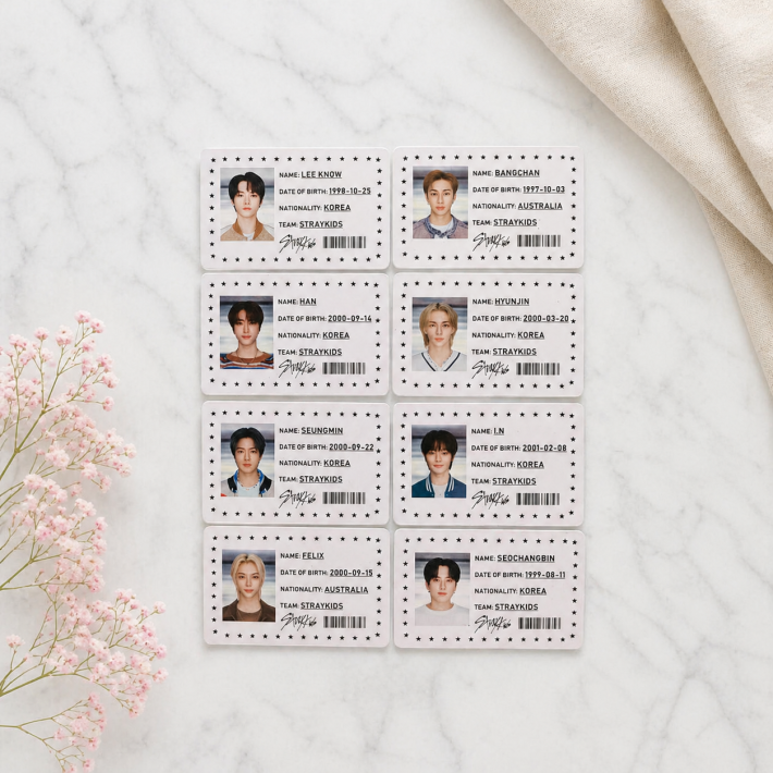 Set de Credenciales Stray Kids – Photocards Estilo ID 🖤