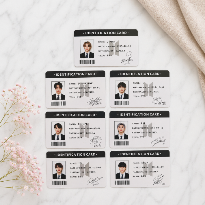 Set de Credenciales BTS – Photocards Estilo ID 💜